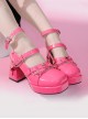 Elegant Patent Leather Glossy Y2K Cool Subculture Metal Chain Hottie Punk Gothic Lolita Square Head Thick High Heels Shoes
