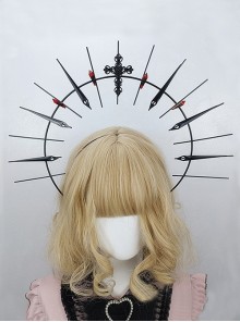 Gorgeous Holy Mother Halo Crown KC Dark Halloween Nun Crown Pope Cross Gothic Lolita Headband