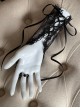 Black Elegant Aesthetic Ribbon Bowknot Pearl Chain Versatile Lace Gothic Lolita Arm Sleeves Gloves