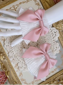 Exquisite White Lace Cute Daily Versatile Bowknot Basic Sweet Lolita Hand Sleeves Wrist Straps