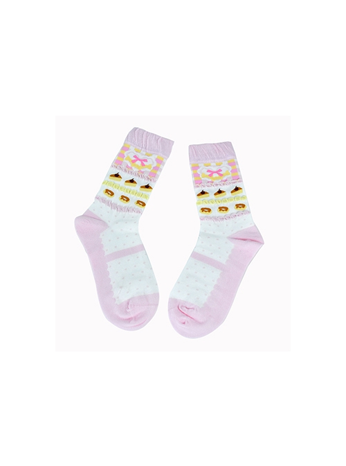 Chestnut Cake Bowknot Bright Colors Cute Versatile Daily Soft Cotton Sweet Lolita Girl Socks