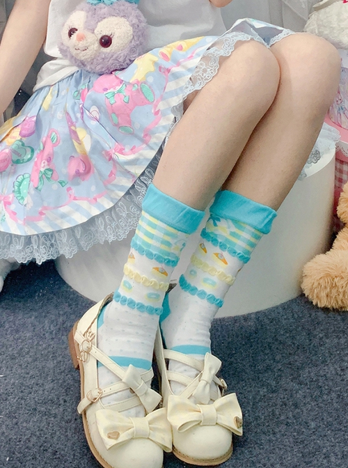 Chestnut Cake Bowknot Bright Colors Cute Versatile Daily Soft Cotton Sweet Lolita Girl Socks