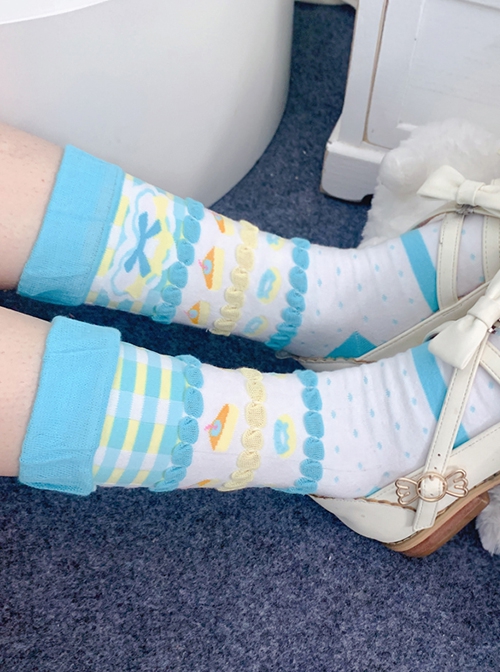 Chestnut Cake Bowknot Bright Colors Cute Versatile Daily Soft Cotton Sweet Lolita Girl Socks