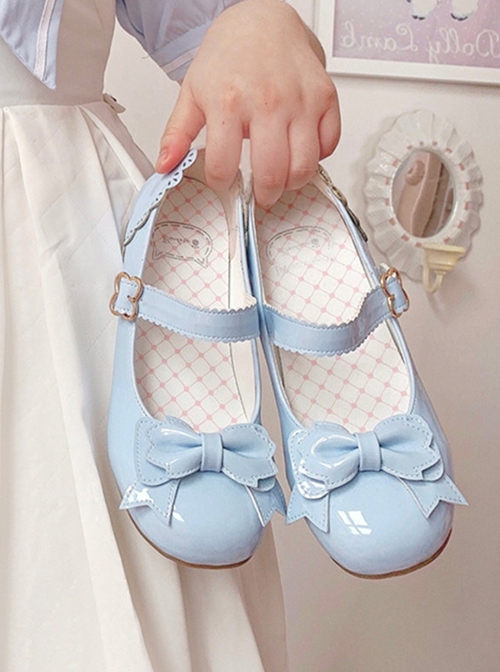 Frosted Cocoa Series Versatile Daily Elegant And Cute Princess Sweet Lolita Round Toe Patent Leather Low Heels Shoes