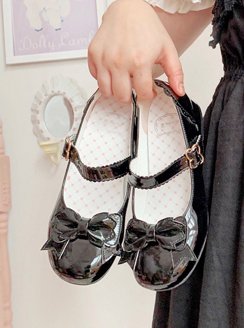 Frosted Cocoa Series Versatile Daily Elegant And Cute Princess Sweet Lolita Round Toe Patent Leather Low Heels Shoes