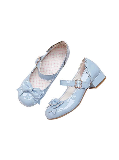 Frosted Cocoa Series Versatile Daily Elegant And Cute Princess Sweet Lolita Round Toe Patent Leather Low Heels Shoes