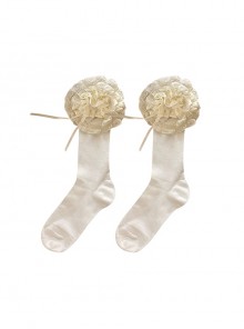 Puff Cream Versatile Fashionable Lace Ribbon Bowknot Sweet Lolita Student Soft Girl Socks