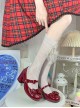 Exquisite Round Head Bowknot Small Dots Elegant Mary Jane Fairy Sweet Lolita Thick High Heels Patent Leather Shoes