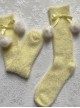 Autumn Winter Thickened Long Pile Cute Snow Rabbit Fur Christmas Spirit Soft Plush Ball Sweet Lolita Girl Mid Calf Socks