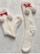 Autumn Winter Thickened Long Pile Cute Snow Rabbit Fur Christmas Spirit Soft Plush Ball Sweet Lolita Girl Mid Calf Socks