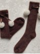 Autumn Winter Thickened Long Pile Cute Snow Rabbit Fur Christmas Spirit Soft Plush Ball Sweet Lolita Girl Mid Calf Socks