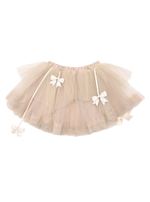 Broken Ballet Series Steampunk Apricot Bowknot Basic Versatile Puffy Gauze Sweet Lolita Petticoat Skirt