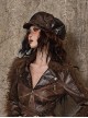 Exile Journey Series Steampunk Maillard Brown Distressed Hottie Punk Bronze Rivet Octagonal Painter Hat