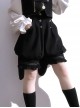 Hurrying Rabbit Series Ouji Fashion Prince Style Female Black Ruffles Big Bowknot Accessories Loose Cute Bud Pants Shorts