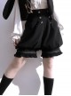 Hurrying Rabbit Series Ouji Fashion Prince Style Female Black Ruffles Big Bowknot Accessories Loose Cute Bud Pants Shorts