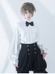 Hurrying Rabbit Series Ouji Fashion Female White Ruffled Pleated Stand Collar Prince Style Loose Lantern Sleeves Shirt