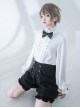 Hurrying Rabbit Series Ouji Fashion Female White Ruffled Pleated Stand Collar Prince Style Loose Lantern Sleeves Shirt