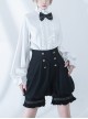 Hurrying Rabbit Series Ouji Fashion Male Prince Style Ruffled Pleated Stand Collar White Loose Lantern Sleeves Shirt