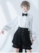 Hurrying Rabbit Series Ouji Fashion Male Prince Style Ruffled Pleated Stand Collar White Loose Lantern Sleeves Shirt