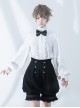 Hurrying Rabbit Series Ouji Fashion Male Prince Style Ruffled Pleated Stand Collar White Loose Lantern Sleeves Shirt