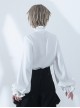 Hurrying Rabbit Series Ouji Fashion Male Prince Style Ruffled Pleated Stand Collar White Loose Lantern Sleeves Shirt