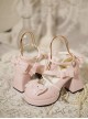 The Girl Heart Knot Series Waterproof Sweet Lolita Lace Ribbon Bowknot Cute Girly Japanese Style Medium Heel Shoes