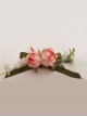 Sally Garden Series Simulated Flower Pastoral Green Leaves Side Clip Ribbon Bowknot Versatile Brooch