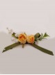 Sally Garden Series Simulated Flower Pastoral Green Leaves Side Clip Ribbon Bowknot Versatile Brooch