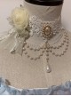 Versatile Lace Flower Fairy Simulated Rose Wedding pearl chain crystal jewelry classic Lolita Necklace