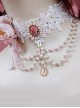 Versatile Lace Flower Fairy Simulated Rose Wedding pearl chain crystal jewelry classic Lolita Necklace