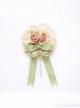 Handmade Retro Artificial Flower Lace Pearl Chain Gentle Sweet Rose Bowknot Classic Lolita Jewelry Hairpins