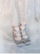 Square Toe Satin Cross Straps Fashionable Elegant Tie Bowknot Ballet Style Classic Lolita Middle Heel Shoes