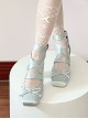 Square Toe Satin Cross Straps Fashionable Elegant Tie Bowknot Ballet Style Classic Lolita Middle Heel Shoes