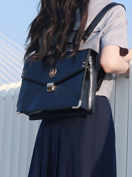 College Style Basic Daily Commute PU Backpack JK School Lolita College Students Crossbody Uniform Bag
