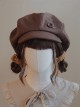 Autumn Winter Kawaii Fashion Retro British Style Basic Daily Warm Handmade Buttons Soft Cloud Peaked Cap