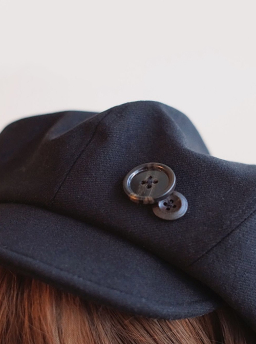 Autumn Winter Kawaii Fashion Retro British Style Basic Daily Warm Handmade Buttons Soft Cloud Peaked Cap