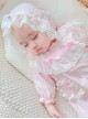 Pink Sweet Cute White Lace Pure Cotton Long Sleeves Jumpsuit Girls Soft Baby Romper