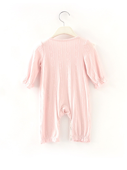 Pink Sweet Cute White Lace Pure Cotton Long Sleeves Jumpsuit Girls Soft Baby Romper