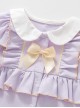 Kawaii Fashion Cream Purple Spliced Lace Doll Collar Princess Style Long Sleeves Baby Hat Baby Romper