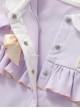 Kawaii Fashion Cream Purple Spliced Lace Doll Collar Princess Style Long Sleeves Baby Hat Baby Romper