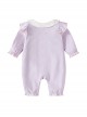 Kawaii Fashion Cream Purple Spliced Lace Doll Collar Princess Style Long Sleeves Baby Hat Baby Romper