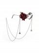 Fashionable Red Rose Metal Chain Gear Decoration Retro Punk Ouji Fashion Round Frame Glasses