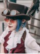 Steampunk Adventure Brown Coffee Retro Feather Goggles Alloy Gear Decoration Woolen Flat Top Hat