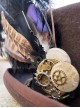 Steampunk Adventure Brown Coffee Retro Feather Goggles Alloy Gear Decoration Woolen Flat Top Hat