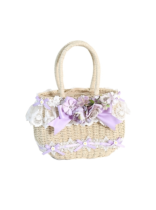 Bavarian Color Refreshing Natural Elegant Pastoral Style Classic Lolita Bamboo Basket Braided Handbag