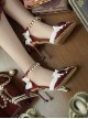 Tea Party Bride Flower Marriage  Classic Lolita Exquisite Pearl Lace Trim Elegant Pointed Toe High Heels Shoes