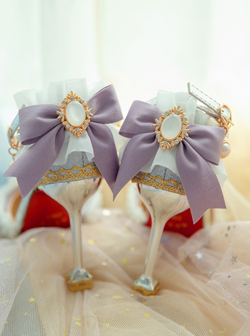 Tea Party Bride Flower Marriage  Classic Lolita Exquisite Pearl Lace Trim Elegant Pointed Toe High Heels Shoes