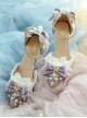 Tea Party Bride Flower Marriage  Classic Lolita Exquisite Pearl Lace Trim Elegant Pointed Toe High Heels Shoes
