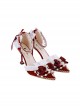 Tea Party Bride Flower Marriage  Classic Lolita Exquisite Pearl Lace Trim Elegant Pointed Toe High Heels Shoes