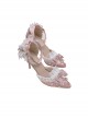 Tea Party Bride Flower Marriage  Classic Lolita Exquisite Pearl Lace Trim Elegant Pointed Toe High Heels Shoes